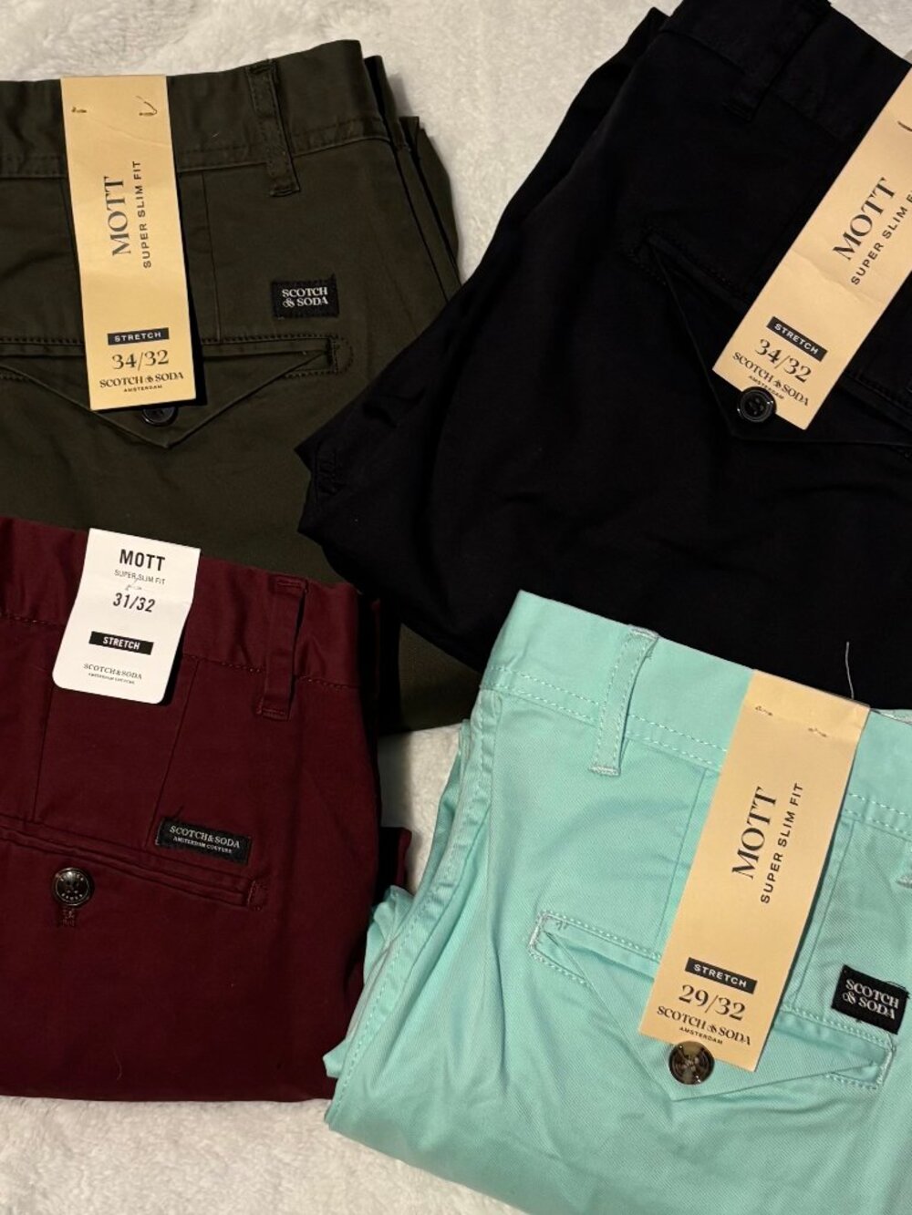 Scotch & Soda Mott Super Slim Stretch Chino – Aqua – New With Tags